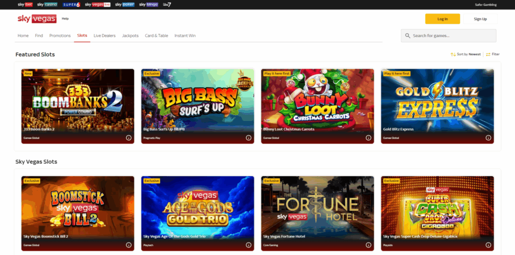 Sky Vegas Slots Page