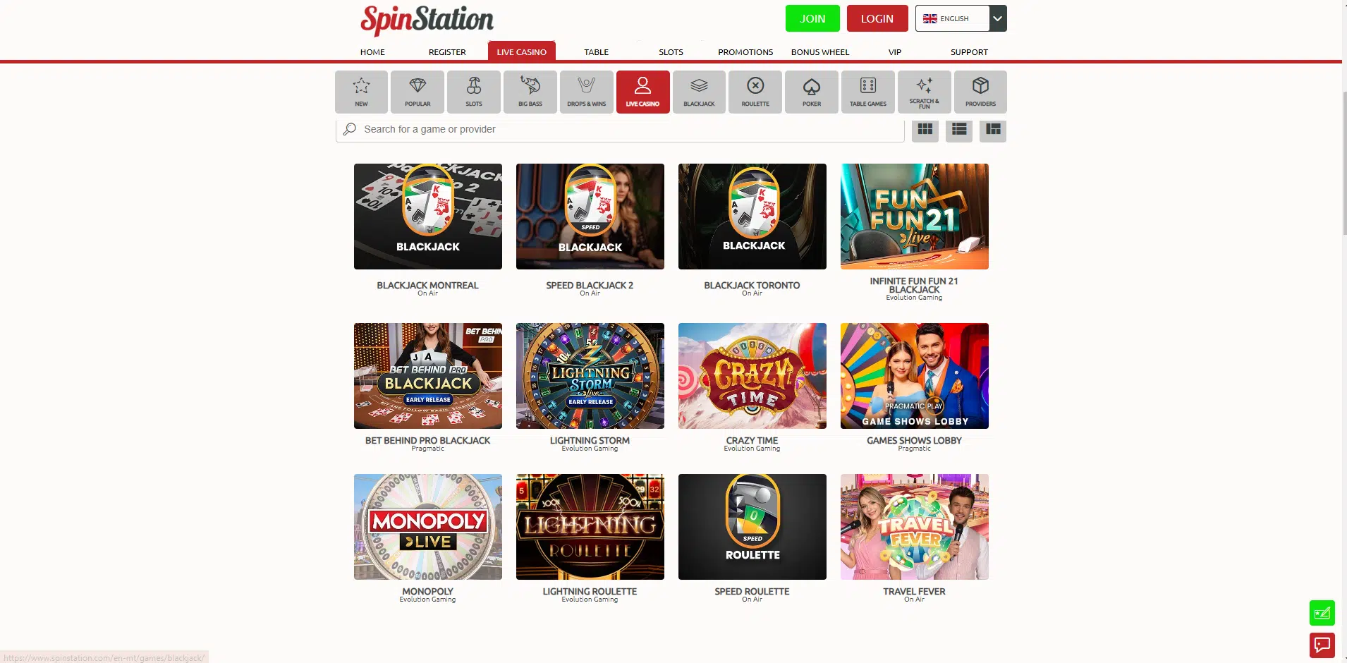 spinstation live casino