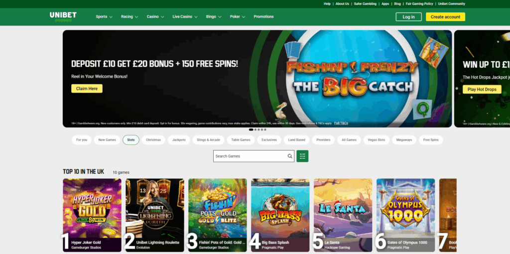 Unibet Slots Page