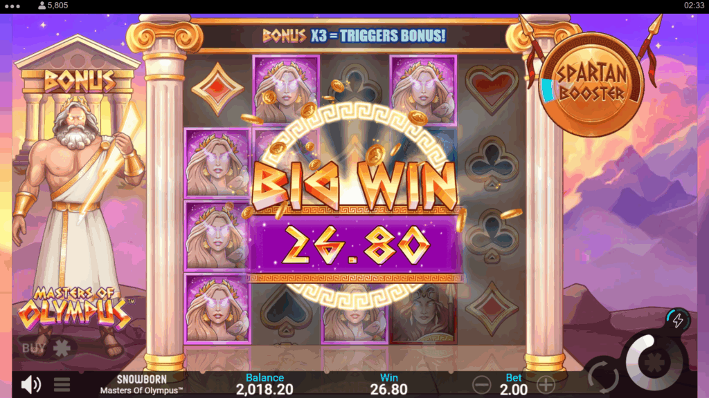 Zeus Respins Feature on Masters Of Olympus slot