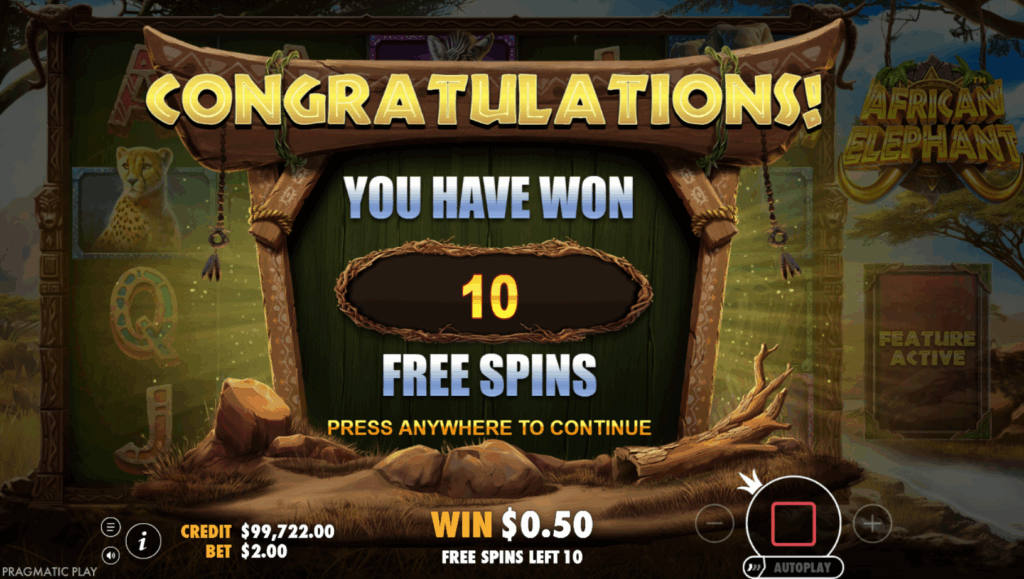 Free Spins Bonus on African Elephant Slot