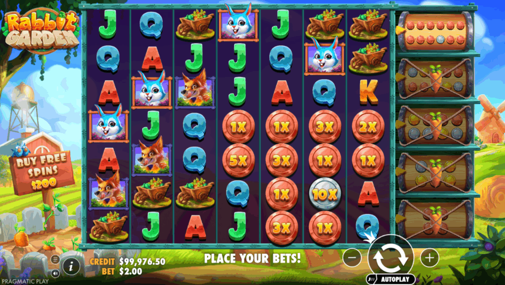 Base Game & Features on rabbit garden online slot