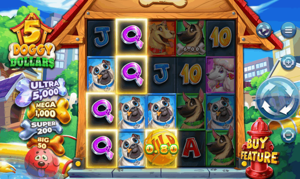 Base Game & Features for 5 doggy dollars slot review