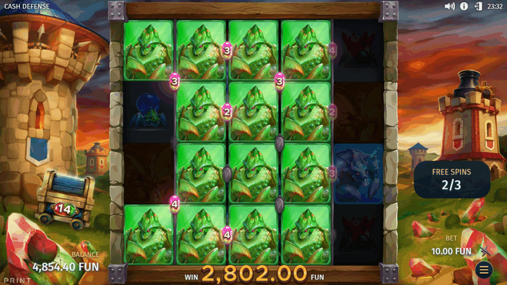 SuperSpinner Line Win Multipliers on cash defense slot