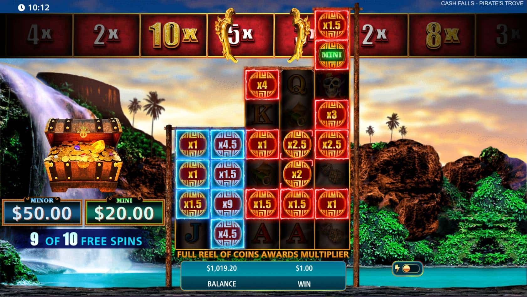 Cash Falls Pirates Trove Free Spins