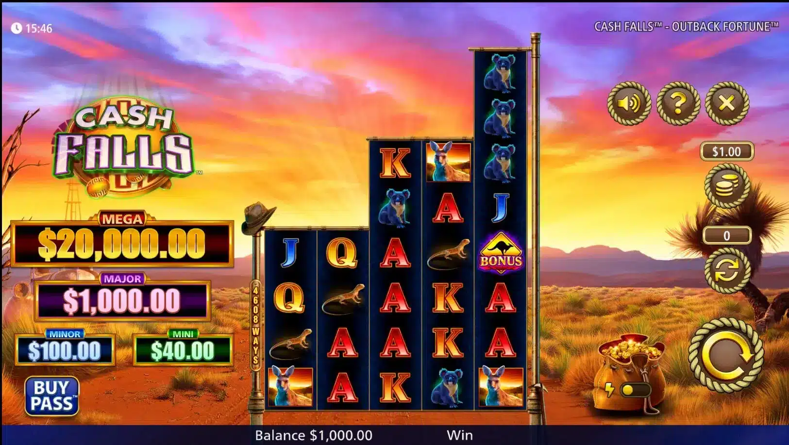 Cash Falls outback fortune base