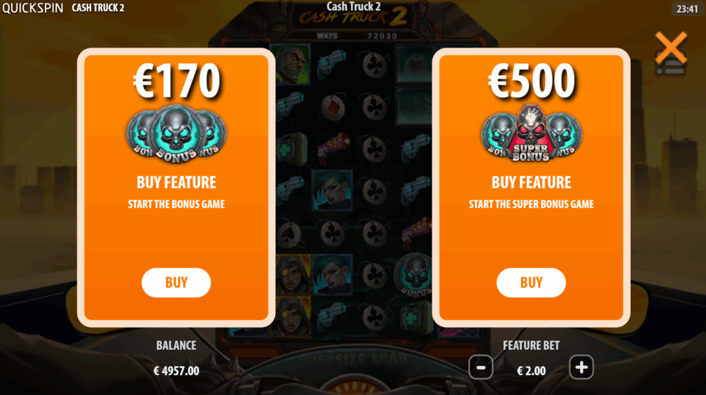 Bonus Buy Feature on cash truck 2 slot