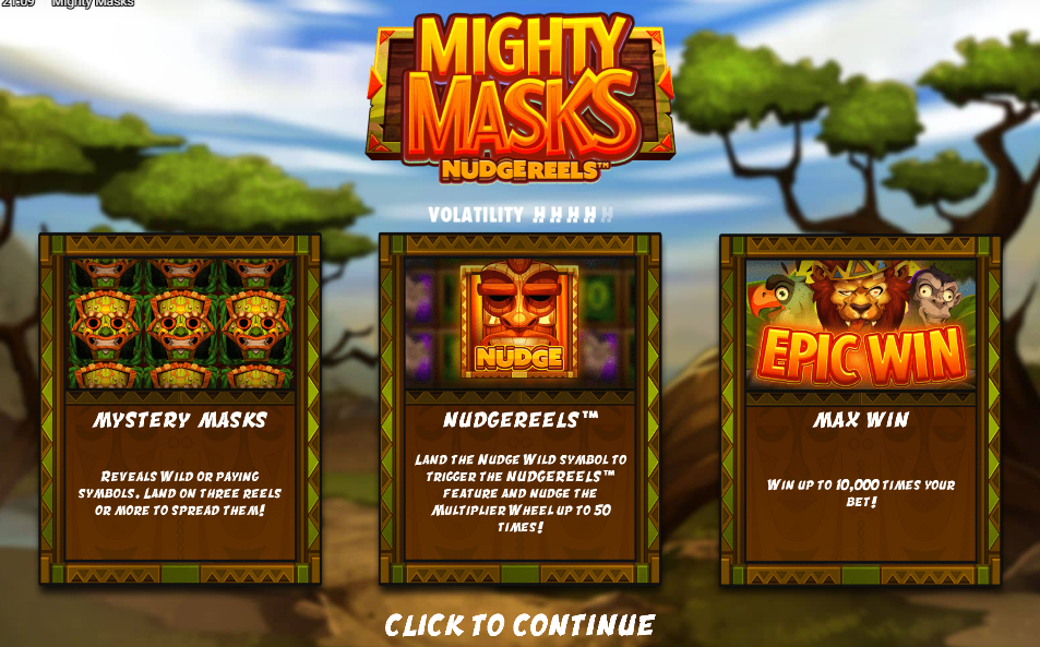 Mighty Masks Welcome Page