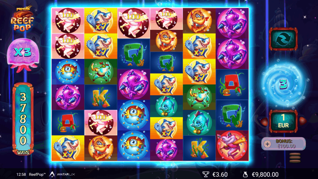 Unlimited Free Spins Mechanics on ReefPop