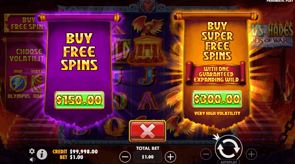 Zeus vs Hades: Gods of War Bonus Buy Options