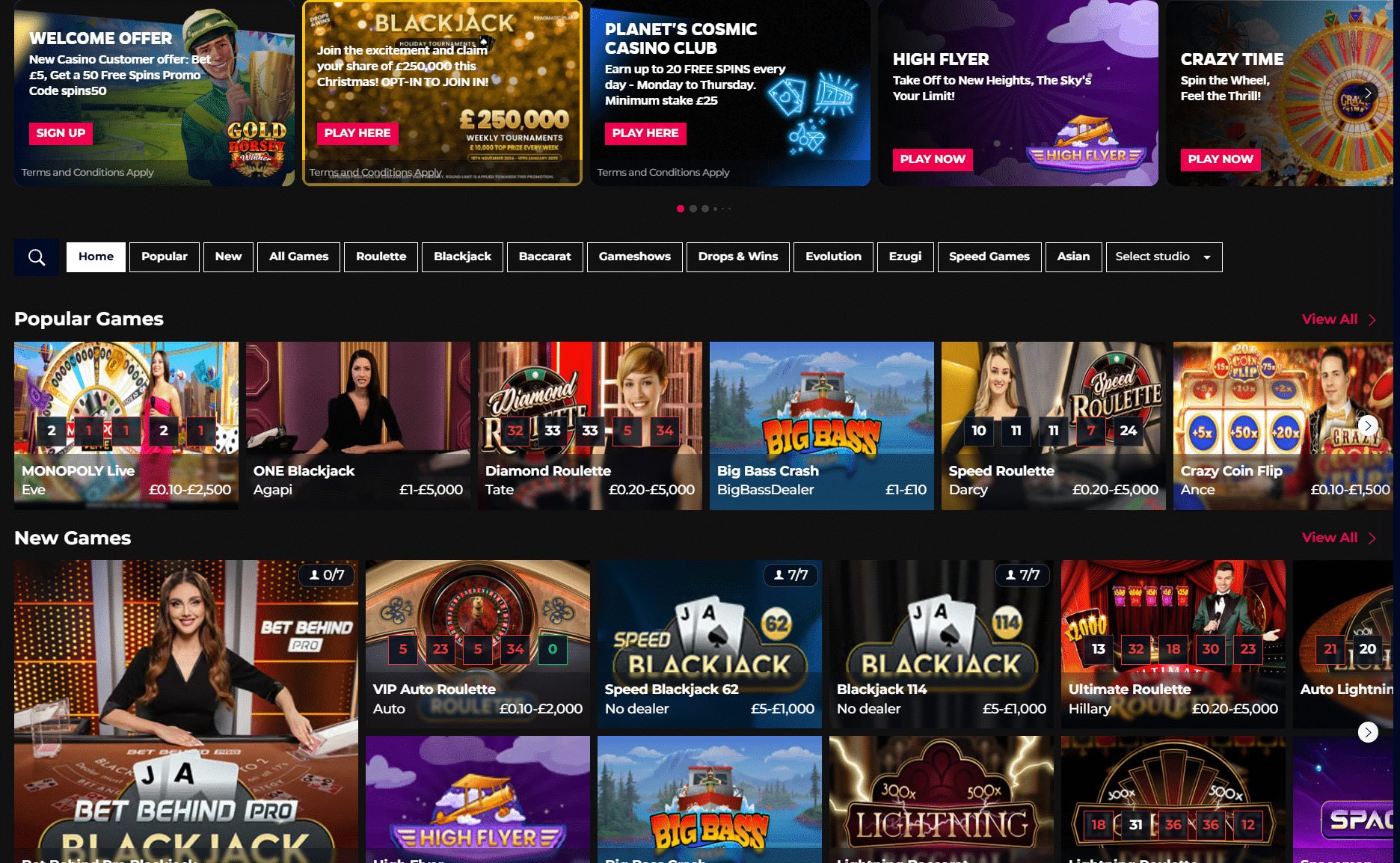 planetsport bet live casino