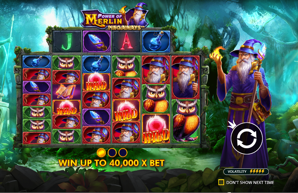 Power of Merlin Megaways Welcome Page