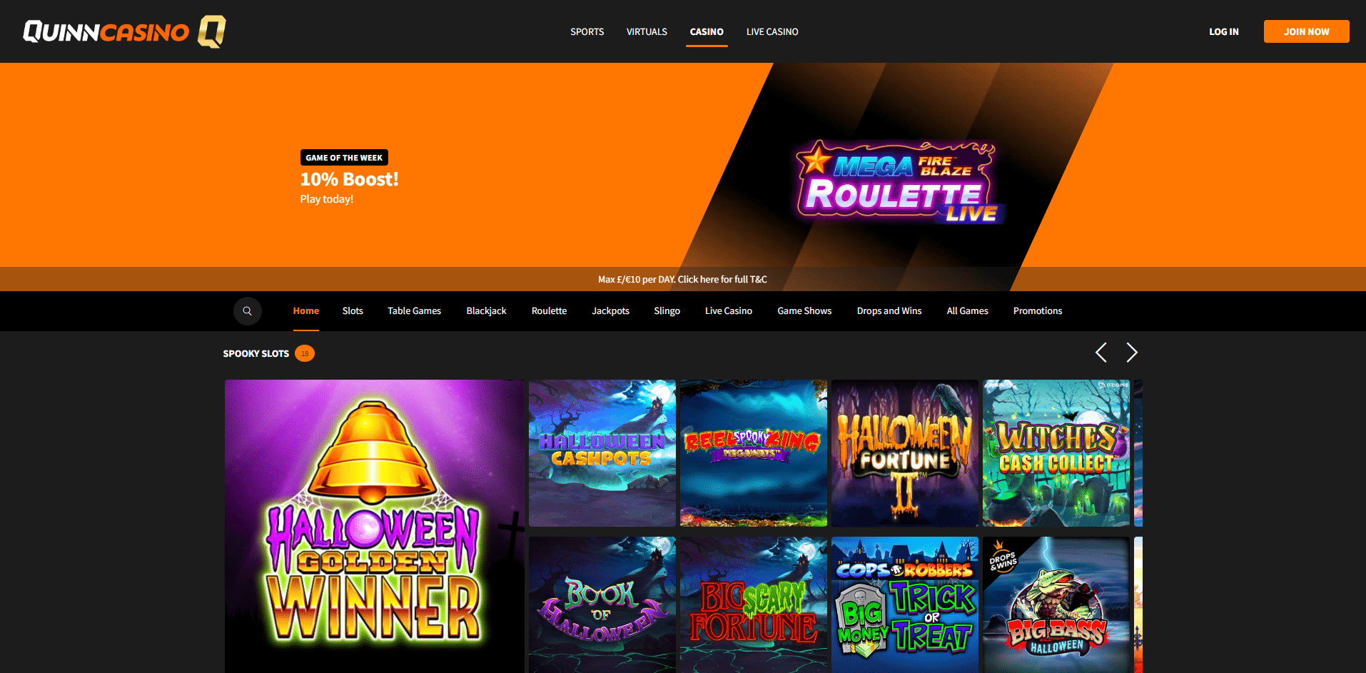 quinn casino homepage