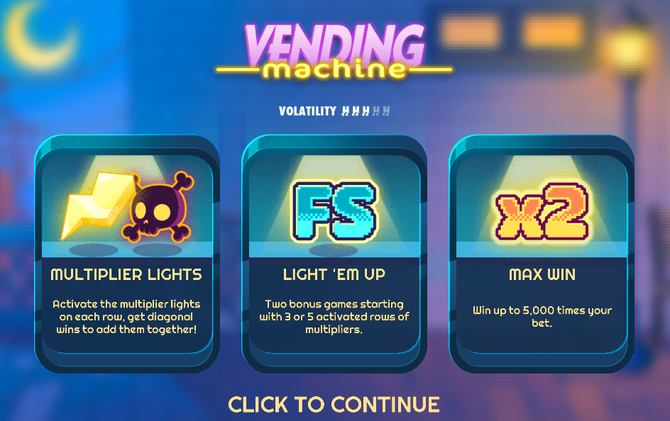 Vending Machine Welcome Page