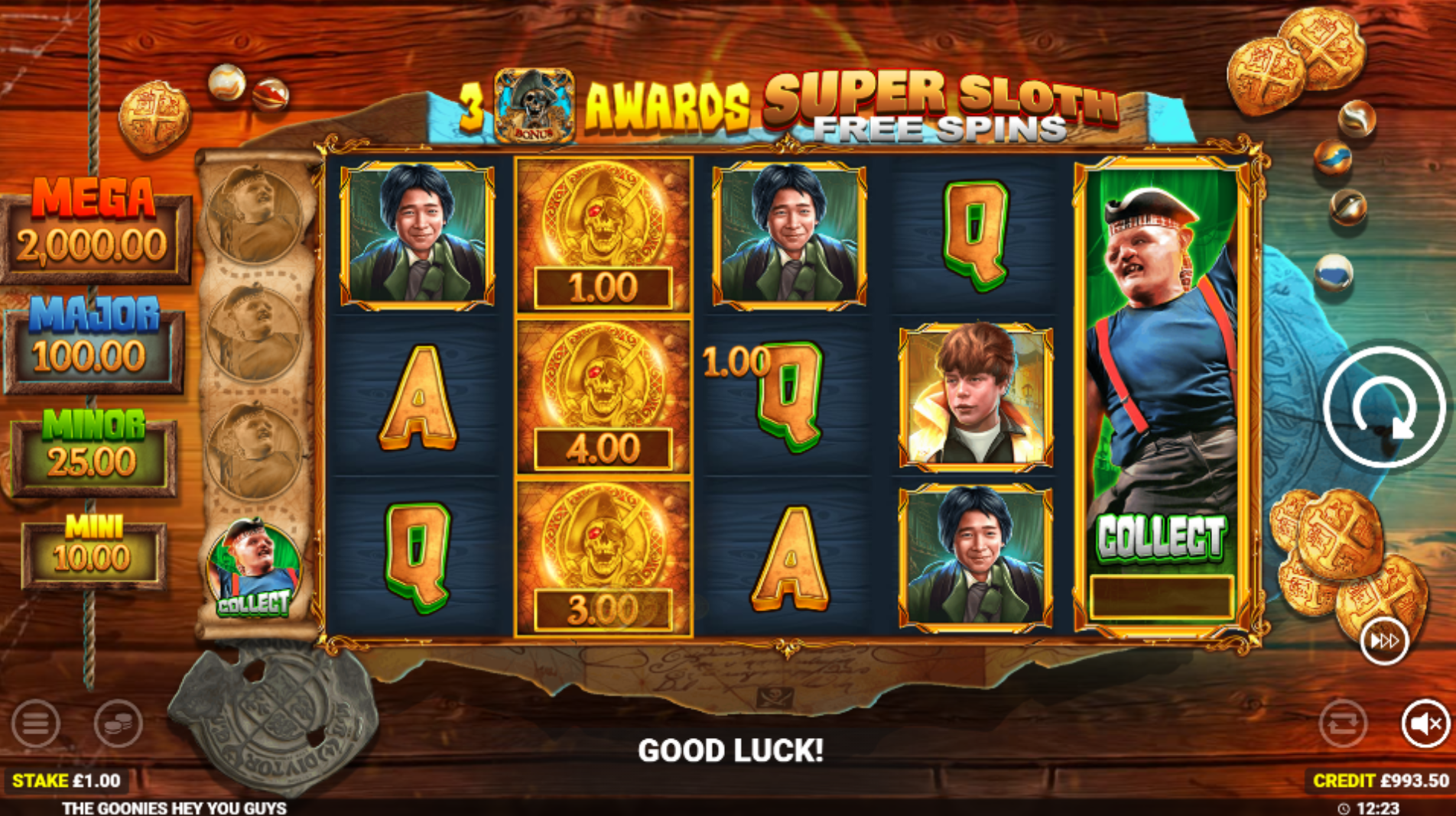 The Goonies Hey You Guys Super Sloth Free Spins