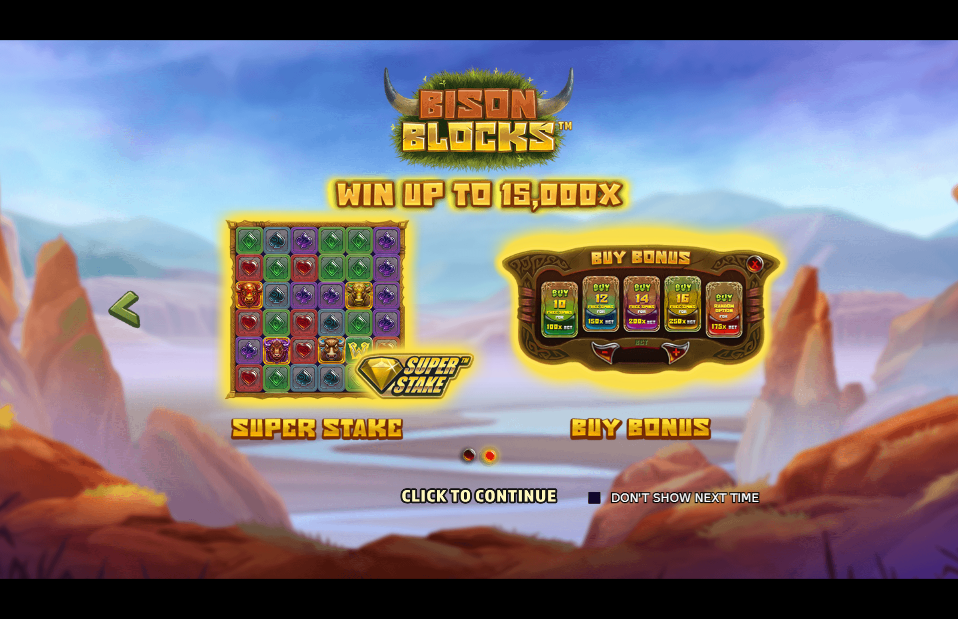 Bison Blocks Welcome Page