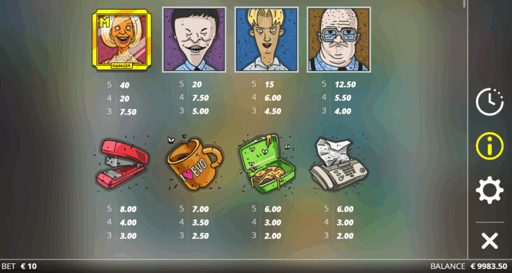 Nine To Five Paylines