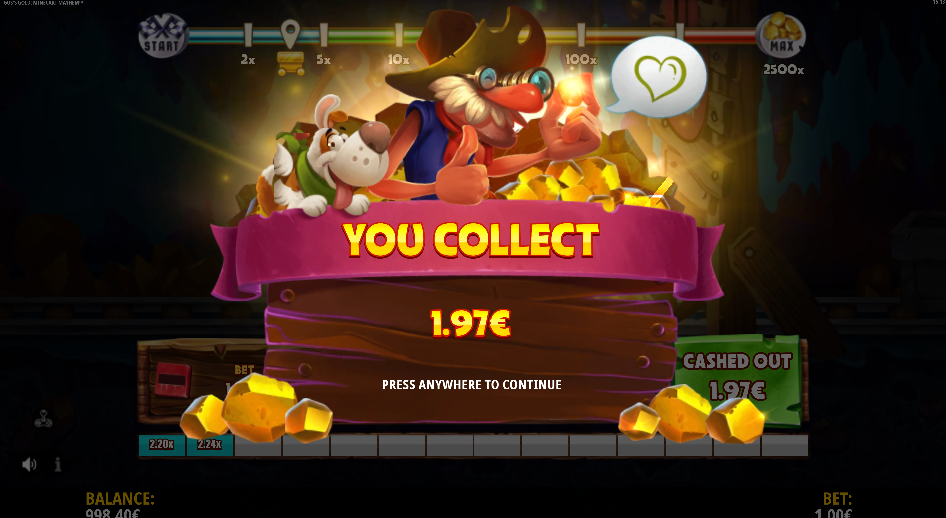 Gus's Gold Minecart Mayhem Big Win