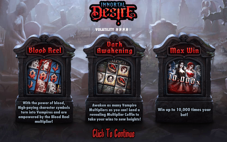 Immortal Desire Welcome Page