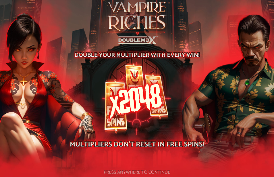 Vampire Riches Welcome Page