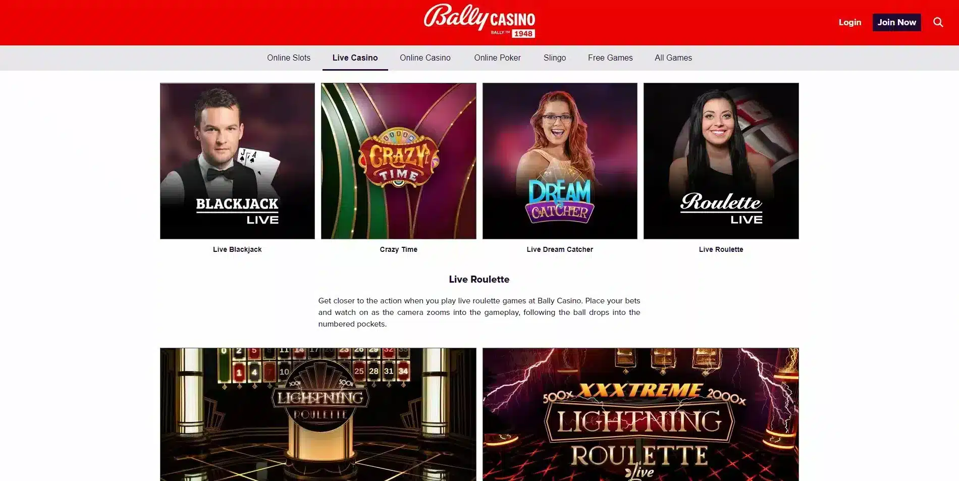 Bally Live Casino Games