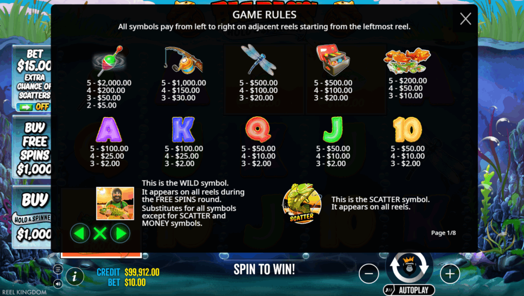 Big Bass Hold & Spinner Paytable