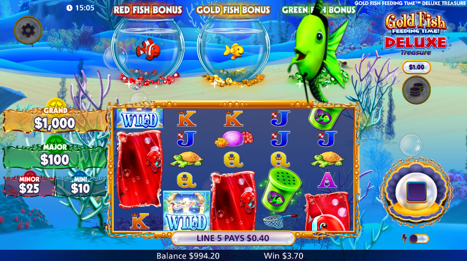 Gold Fish Feeding Time Deluxe Treasure Big Win