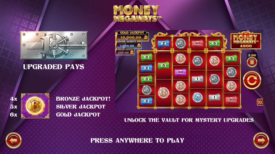 Money Stacks Megaways Welcome Page