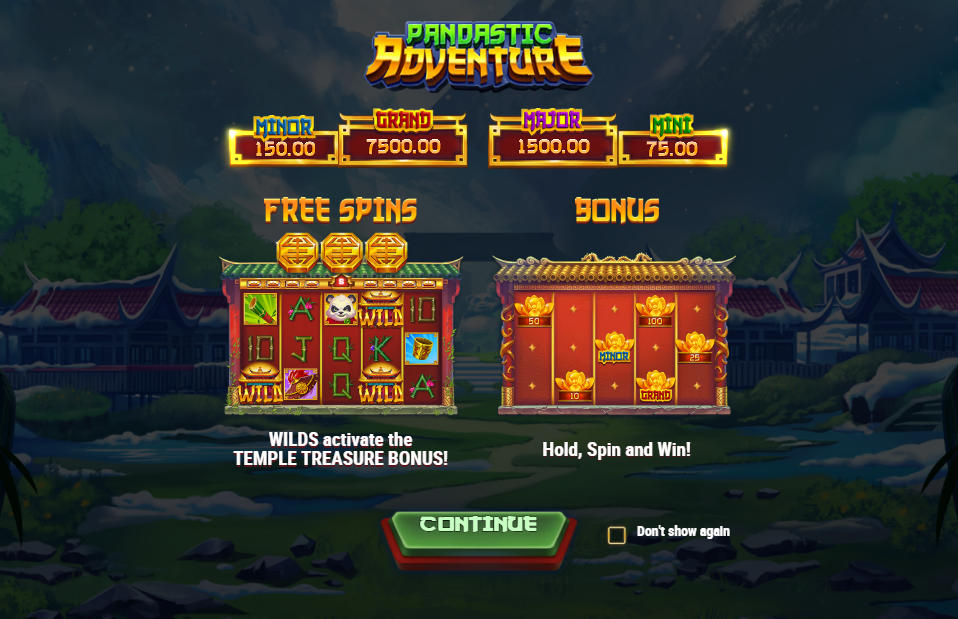 Pandastic Adventure Welcome Page