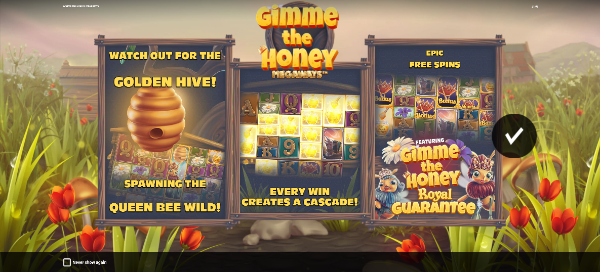 Gimme the Honey Megaways Welcome Page