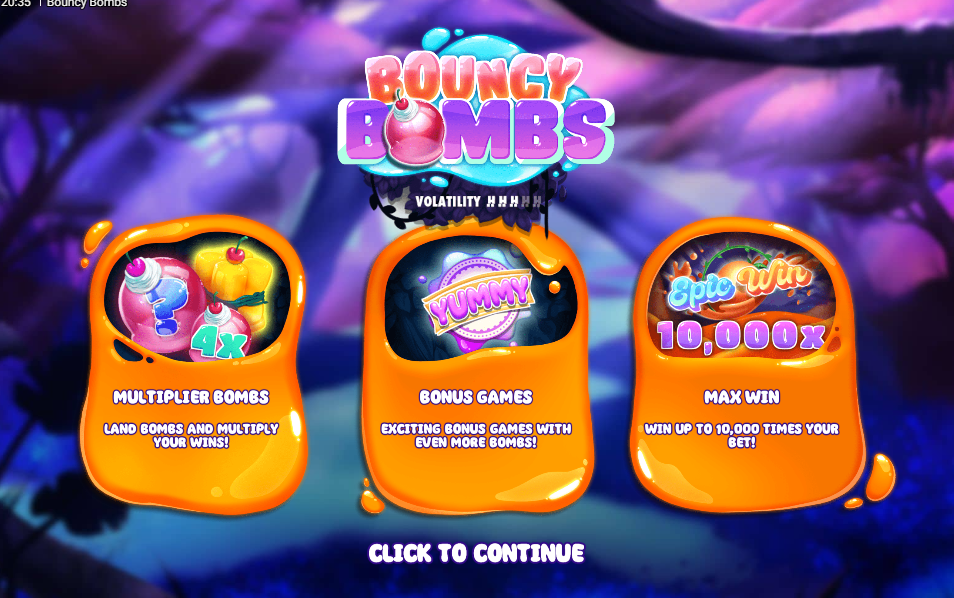 Bouncy Bombs Welcome Page