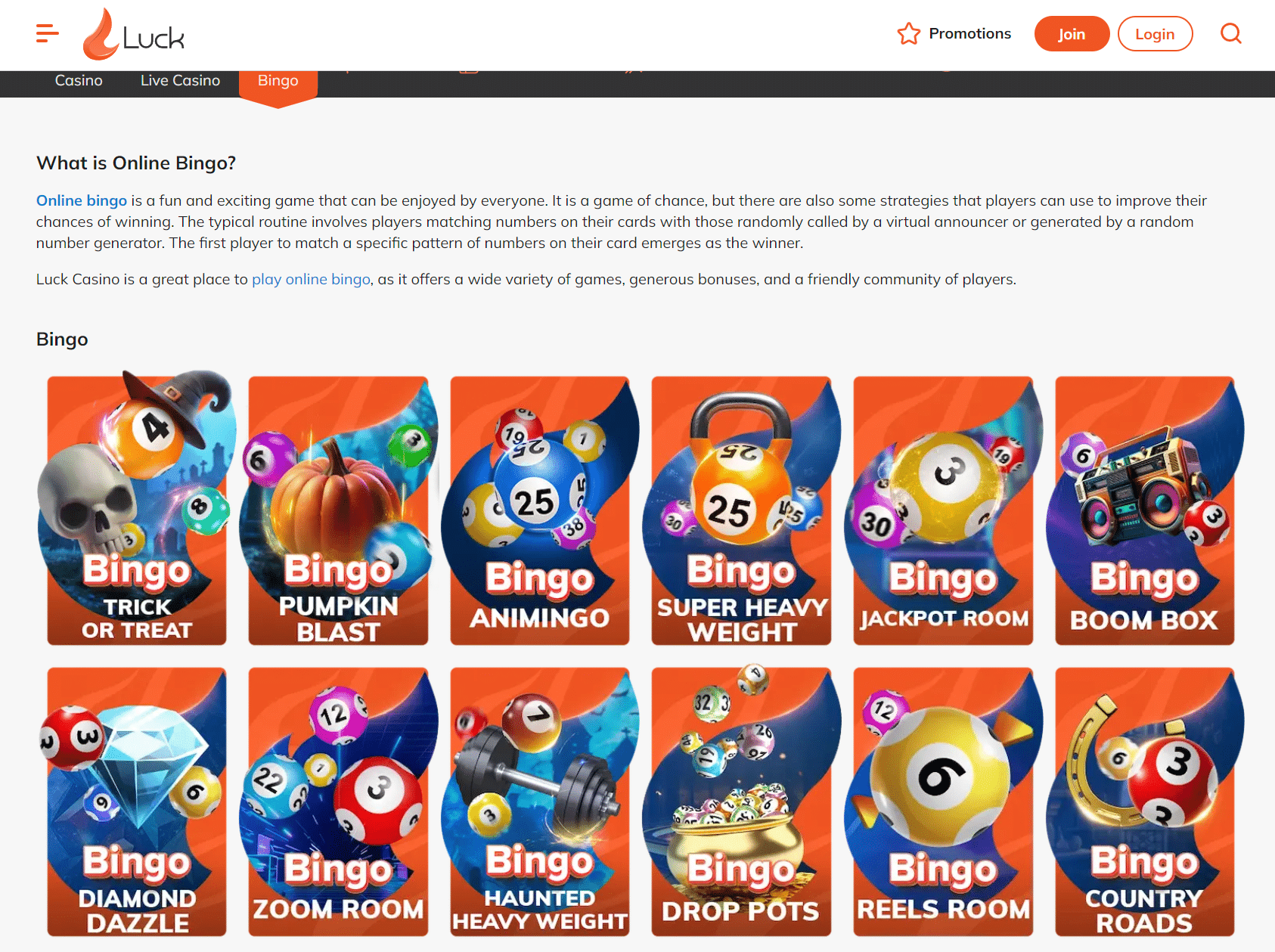 luck casino bingo