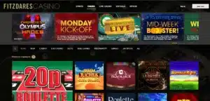 Fitzdares Casino Homepage
