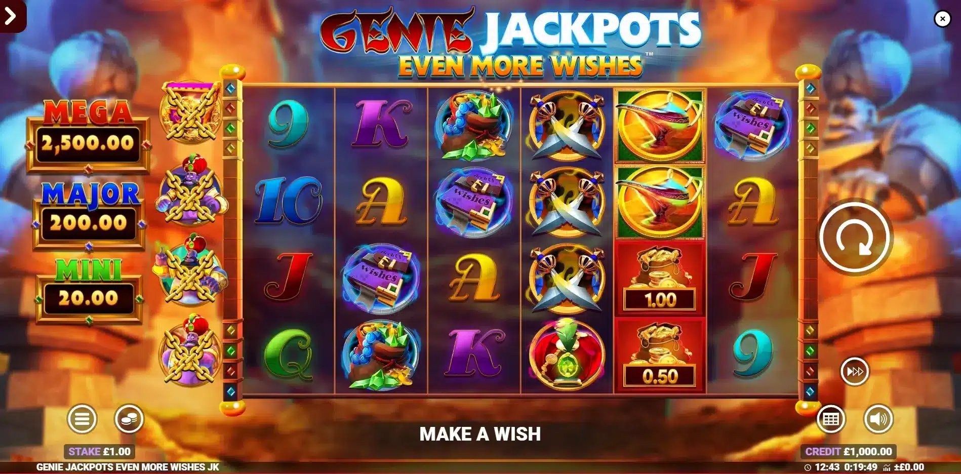Genie Jackpots Even More Wishes Base Game