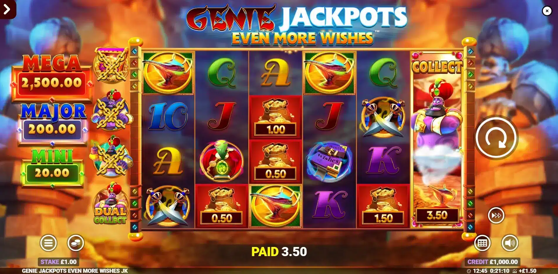 Genie Jackpots Even More Wishes Collect Feature