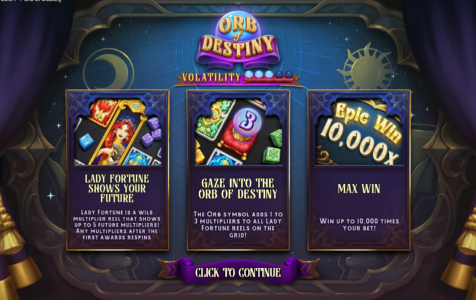 Orb of Destiny Welcome Page