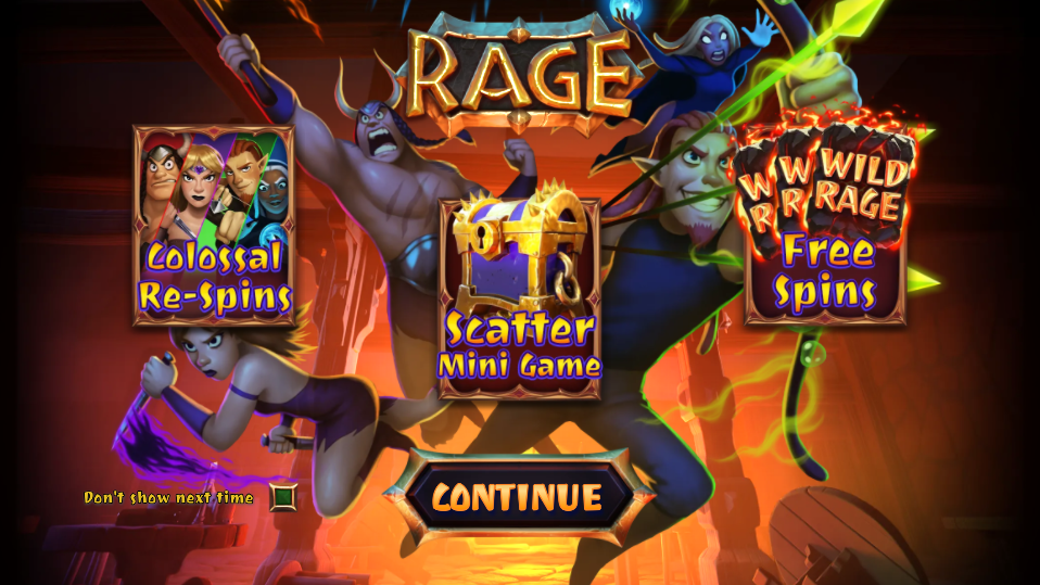 Rage Slot Welcome Page