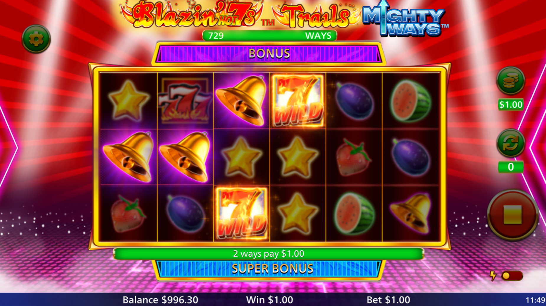 Blazin' Hot 7s Trails Mighty Ways Base Game