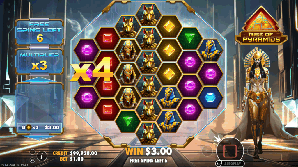 Bonus Features & Free Spins on rise of pyraminds