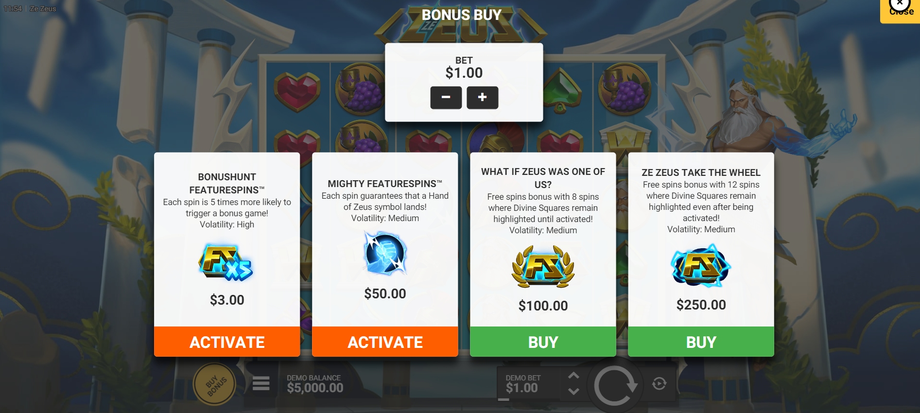 Ze Zeus - Bonus Buy Options