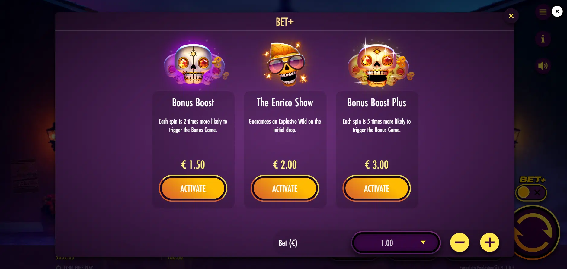 Esqueleto Explosivo 3 - Bet+ Options