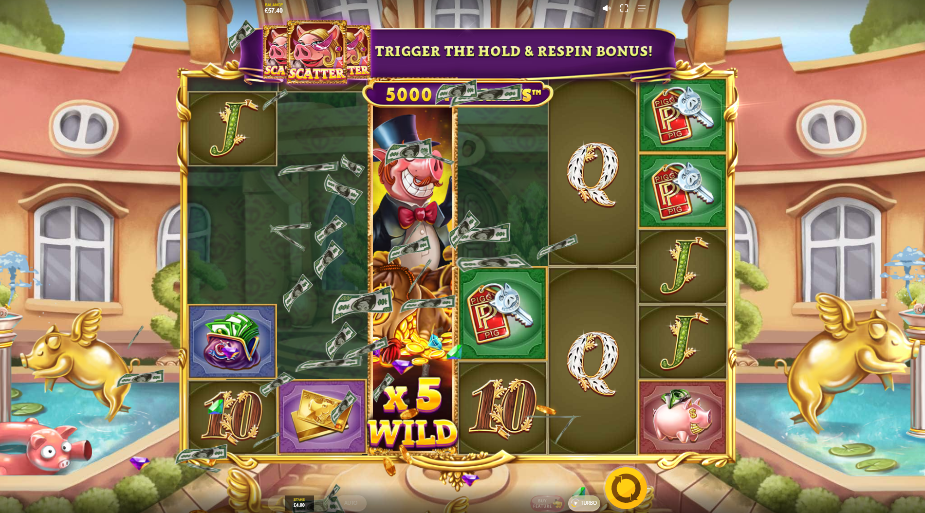 Piggy Riches 2 Megaways Gentleman Pig Wild