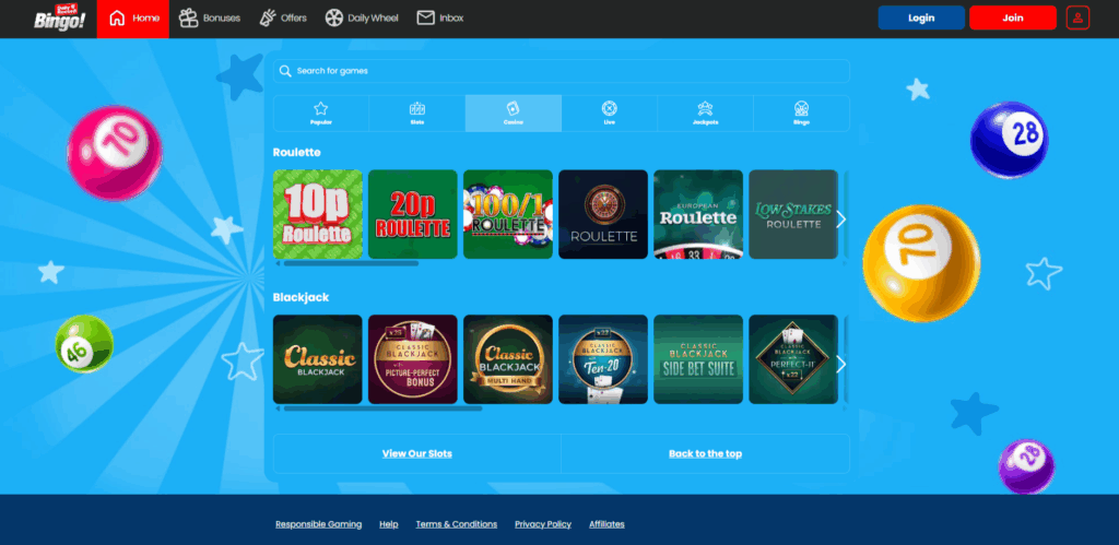 Daily Record Bingo Live Casino Page