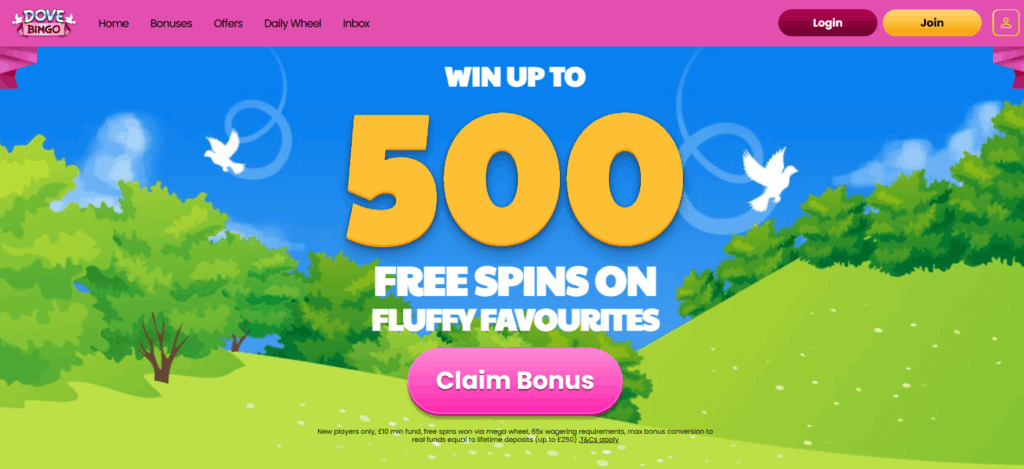 Dove Bingo Homepage