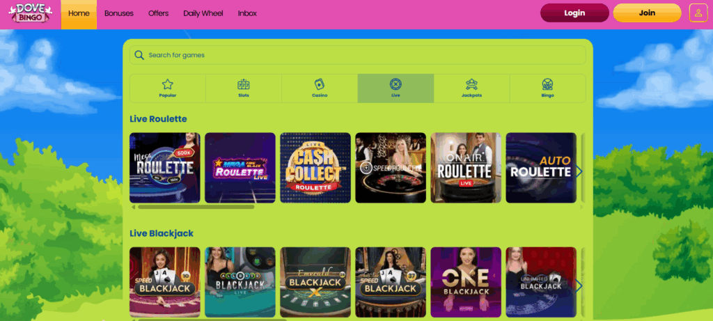 Dove Bingo Live Casino
