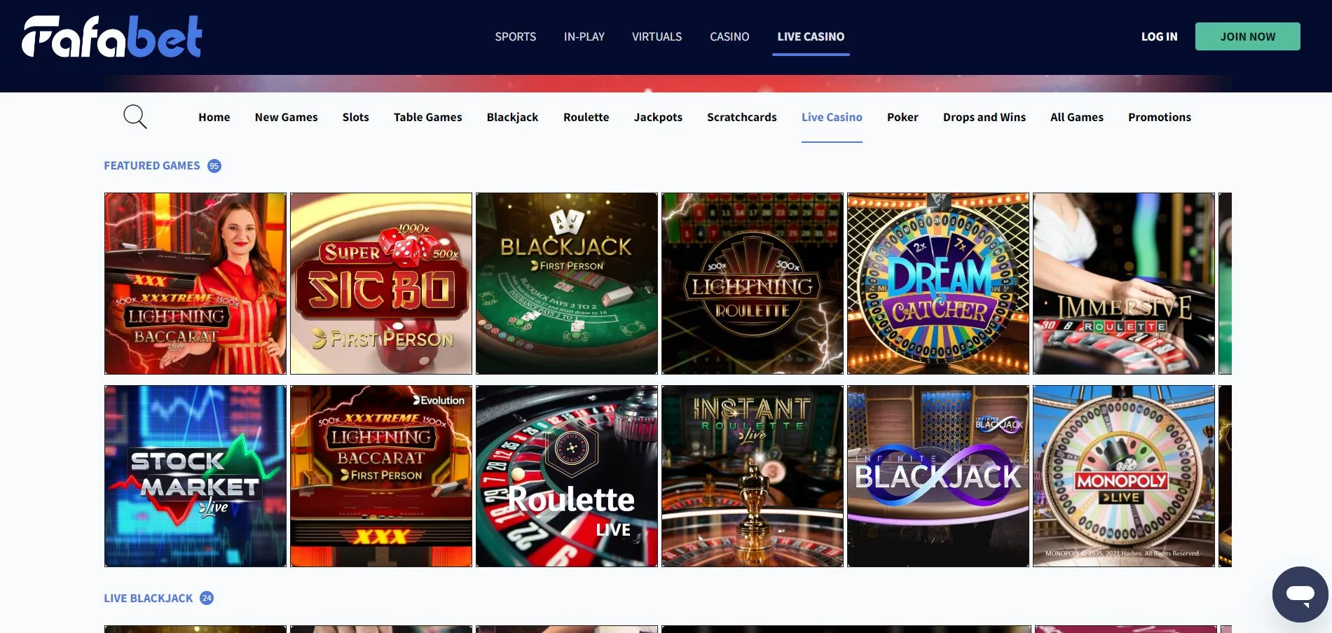 Fafabet live casino