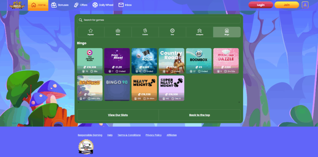 ELF Bingo Bingo Page