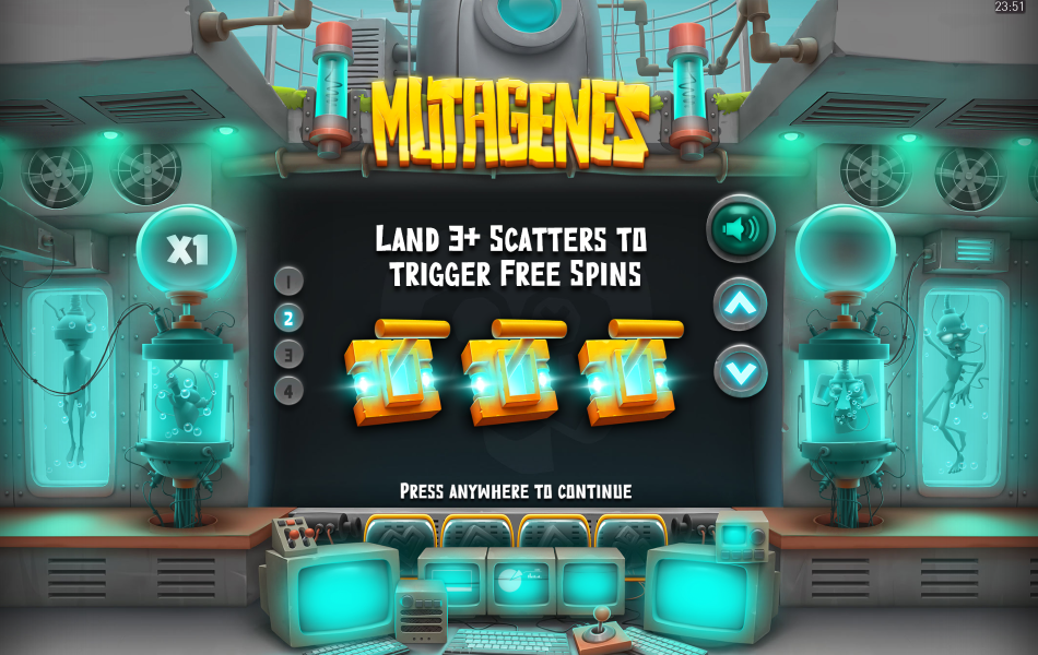 Mutagenes Slot Welcome Page