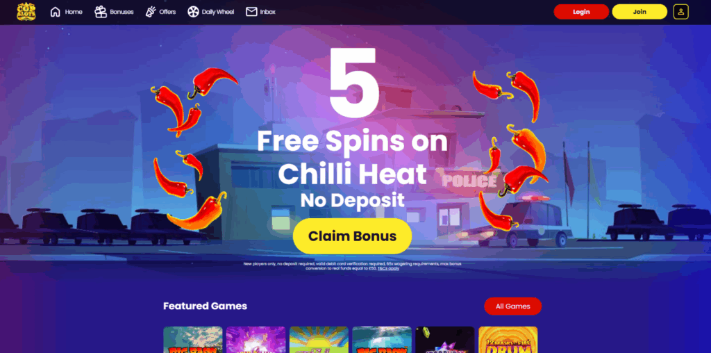 Cop Slots Welcome Page