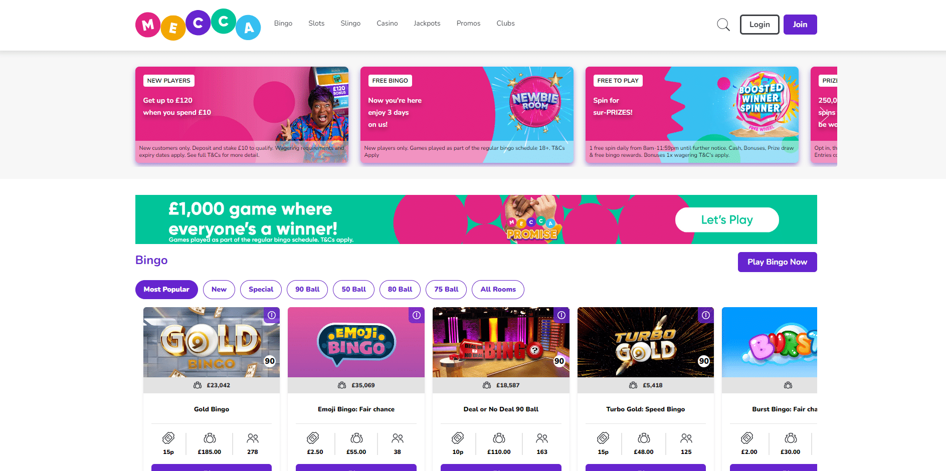 Mecca Bingo Home Page